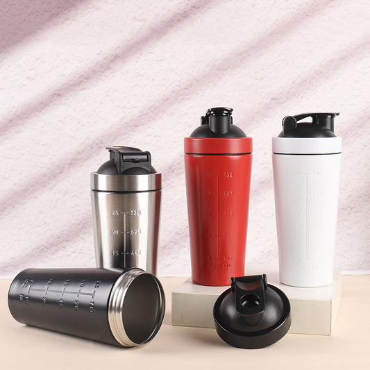 SteelFuel stainless steel protein shaker bottle with whisk ball

Leak-proof stainless steel gym shaker cup for protein shakes

Odor-resistant metal shaker bottle for fitness and workouts

SteelFuel shaker with black lid and embossed measurement markings

Premium stainless steel protein shaker on gym floor